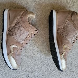 GUESS Gold/Tan Wedge Sneakers Size 6.5